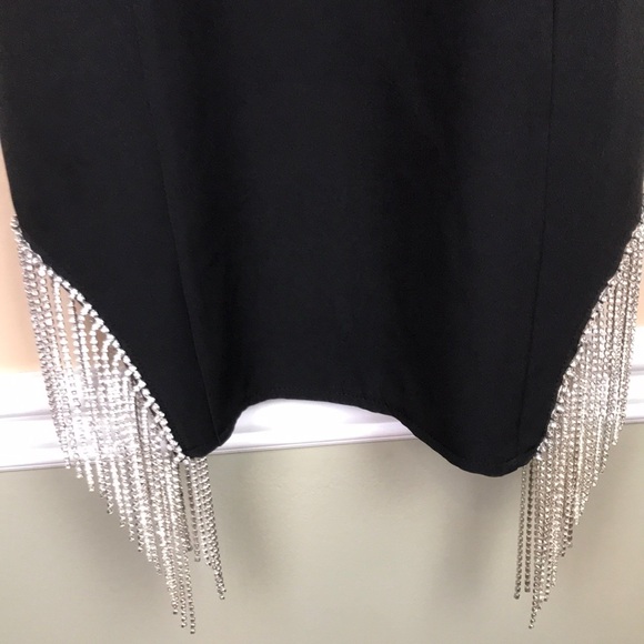 NWT Melrose With Love Women’s Black Hanging Rhinestone Cocktail Evening Dress - Picture 4 of 11
